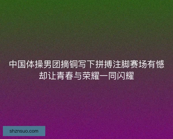 中国体操男团摘铜写下拼搏注脚赛场有憾却让青春与荣耀一同闪耀