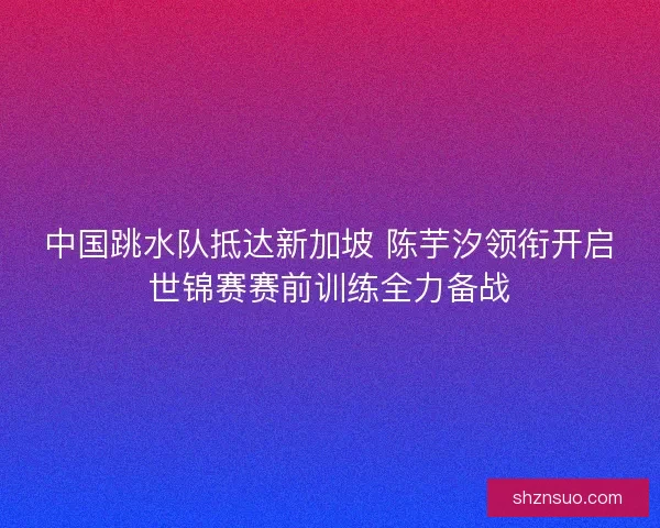 中国跳水队抵达新加坡 陈芋汐领衔开启世锦赛赛前训练全力备战